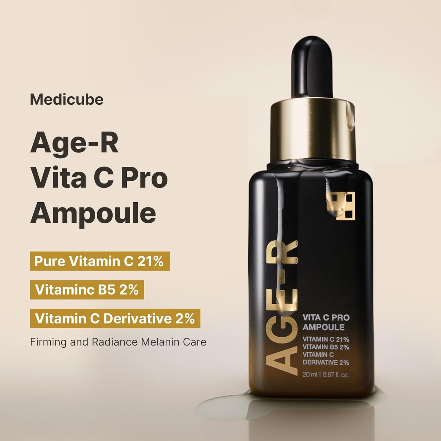 Medicube Age-R Vita C Pro Ampoule -Vitamin C Serum for Pigmentation, Uneven Skin Tone, and Hydration