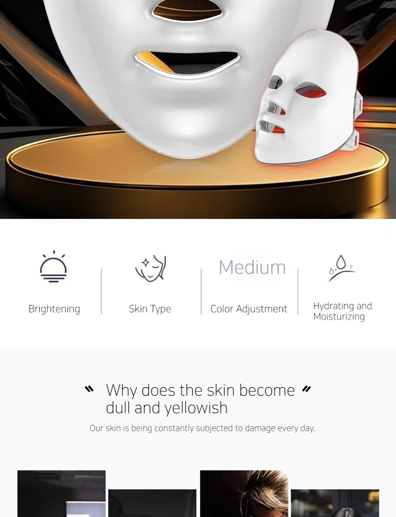 7 Colors Led Rejuvenation Facial Light Therapy Anti Aging Multi Function Led Mask